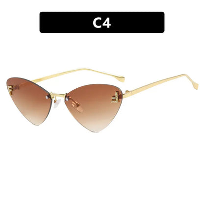 Advanced frameless triangle cat eye women's letter F sunglasses, sunscreen sunglasses, trendy casual sunglasses eprolo