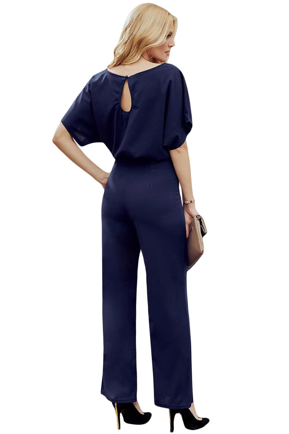 Chic Blue Oh So Glam Belted Wide Leg Jumpsuit Teal Demeter