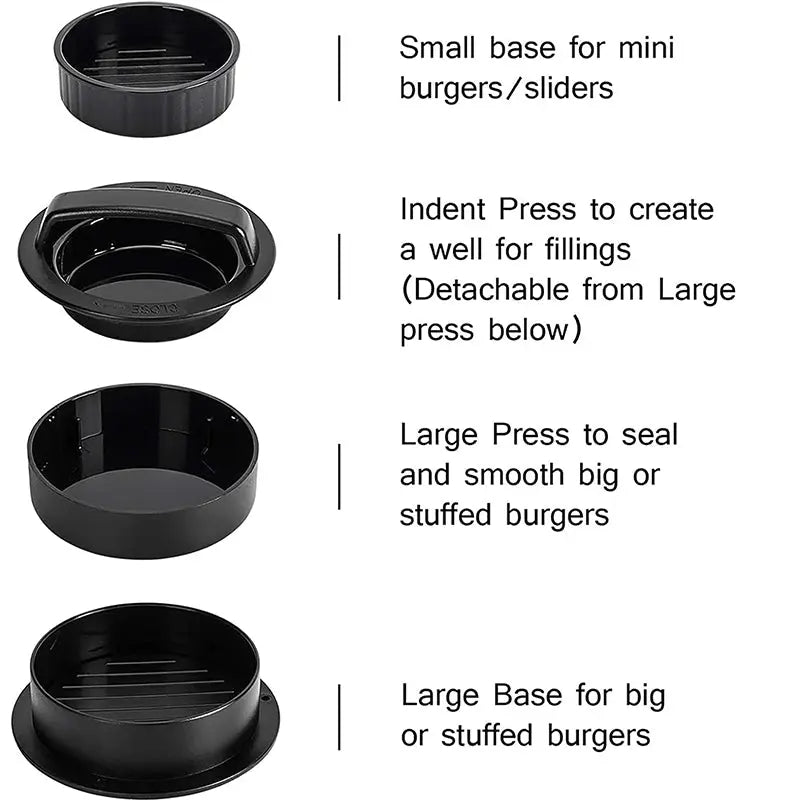 3-in-1 Manual Kitchen Gadget: Hamburger Patty, Round Beef Burger & Meatball Press. eprolo