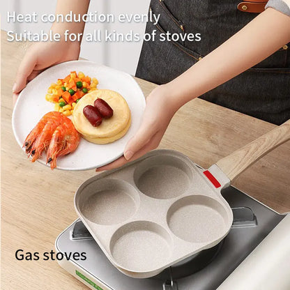 Fried Egg Burger Machine Frying Pan Non-Stick Surface Household Four Hole Breakfast Pan Fried Egg Divine Tool Pancake Pan eprolo