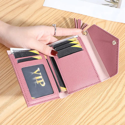 New women's wallet with multiple card slots, Su Liu short card bag, Korean version, small fresh leather wallet, wallet eprolo