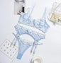 Sexy Lingerie Lace Hollow Ladies New Mini Flower Embroidery Three Pieces Set eprolo