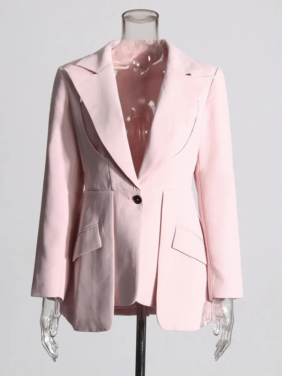 Design solid color suit with hollow out irregular suit jacket for women eprolo