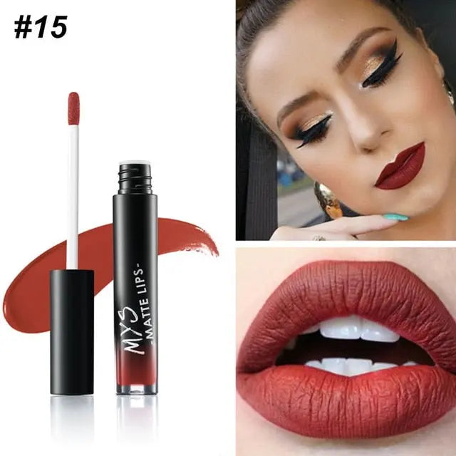 MYS Brand Makeup Matte Liquid Lipstick Tint Waterproof Make Up Long Lasting Lip Stick Nude Lip Gloss Cosmetics Batom eprolo