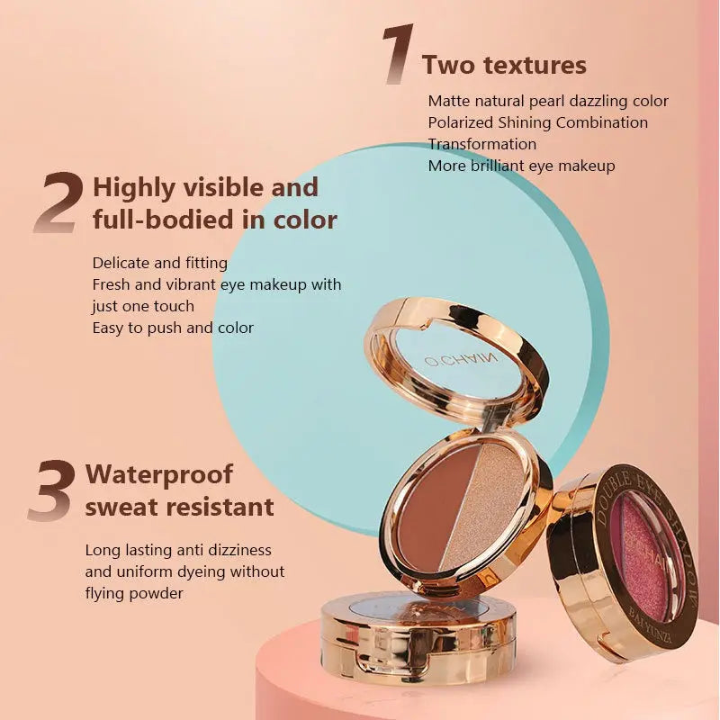 O'CHAIN Pearlescent two-color eyeshadow Matte lipstick does not fade and does not stick to the cup powdery delicate eyeshadow palette eprolo