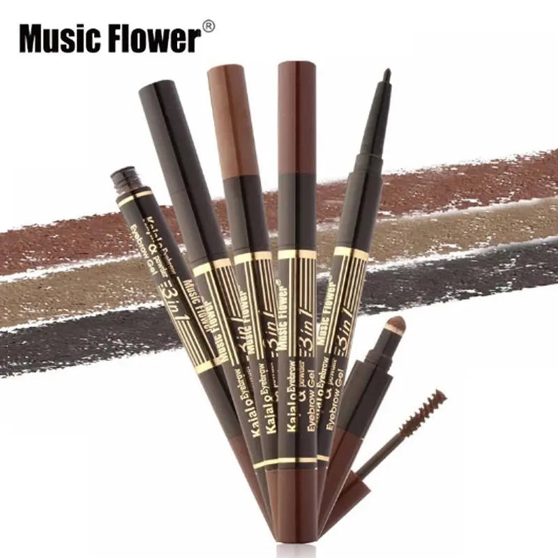 Music Flower Brand Eye brow Makeup Set Eyeliner+Eyebrow Powder+Eyebrow Brush Long-lasting Waterproof Quick Dry Comestic Tools eprolo