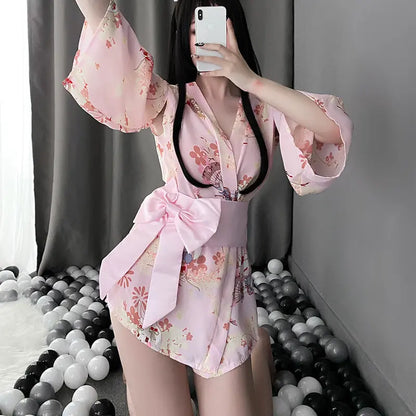 New Net Red Style Interesting Underwear Japanese-Style Printing Bunny Rabbit Kimono Game Uniform Temptation eprolo