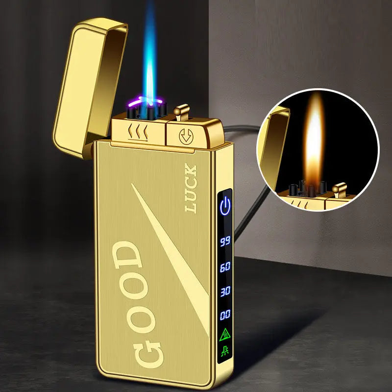 Gas electric triple fire metal windproof inflatable charging lighter personalized and creative trendy gift for boyfriend eprolo