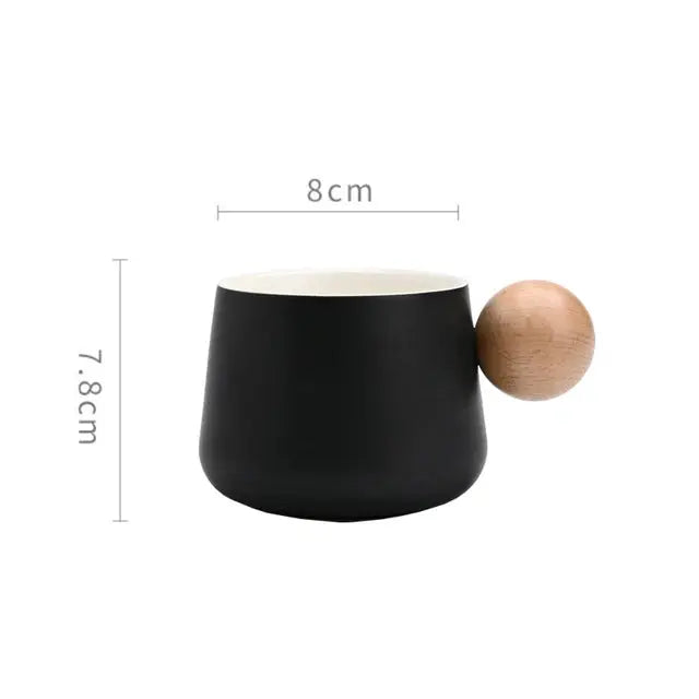 Ceramic Coffee Cup and Saucer Set Espresso Cups Light Luxury Wooden Handle Afternoon Tea Mug Female Original Mugs Couple Gifts eprolo