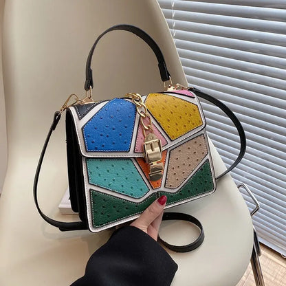 Color blocking hand-held small square bag, versatile for women, single shoulder eprolo