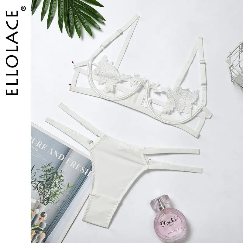 Ellolace Sexy Lingerie Women's Underwear Set See Through Brassiere Lingerie Set Sexy Lace Underwear Bra and Panty Set Wholesale eprolo