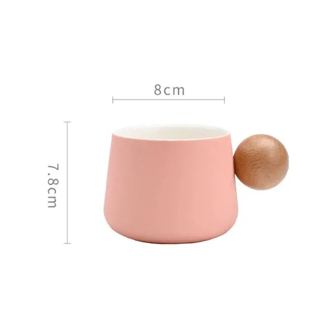 Ceramic Coffee Cup and Saucer Set Espresso Cups Light Luxury Wooden Handle Afternoon Tea Mug Female Original Mugs Couple Gifts eprolo