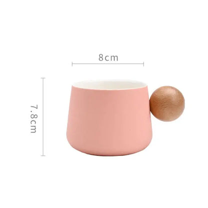 Ceramic Coffee Cup and Saucer Set Espresso Cups Light Luxury Wooden Handle Afternoon Tea Mug Female Original Mugs Couple Gifts eprolo