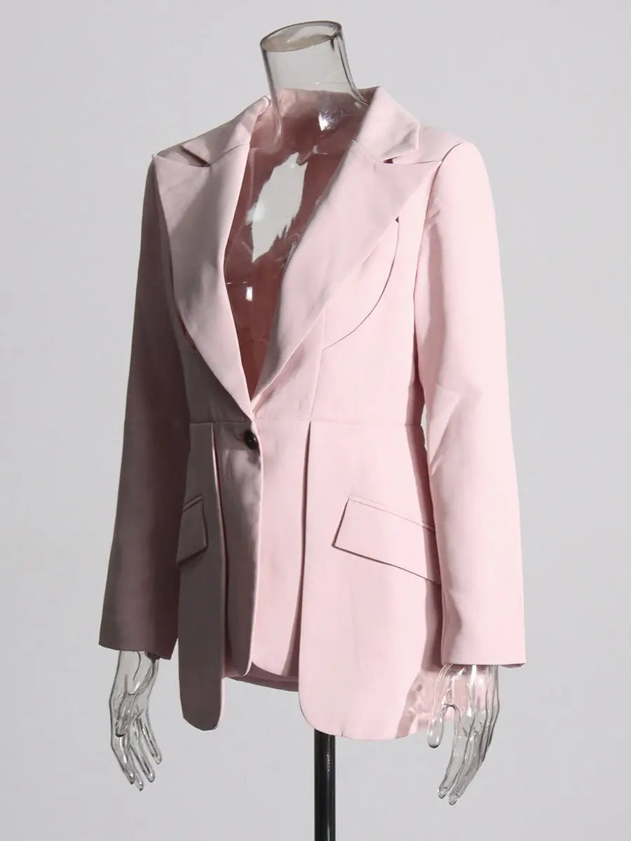 Design solid color suit with hollow out irregular suit jacket for women eprolo