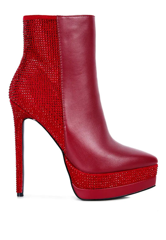 Encanto High Heeled Ankle Boots Ruby Smudge