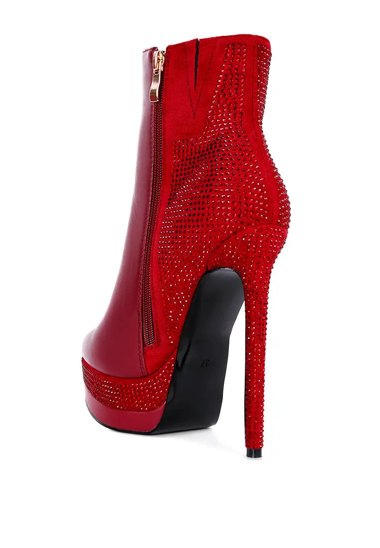 Encanto High Heeled Ankle Boots Ruby Smudge