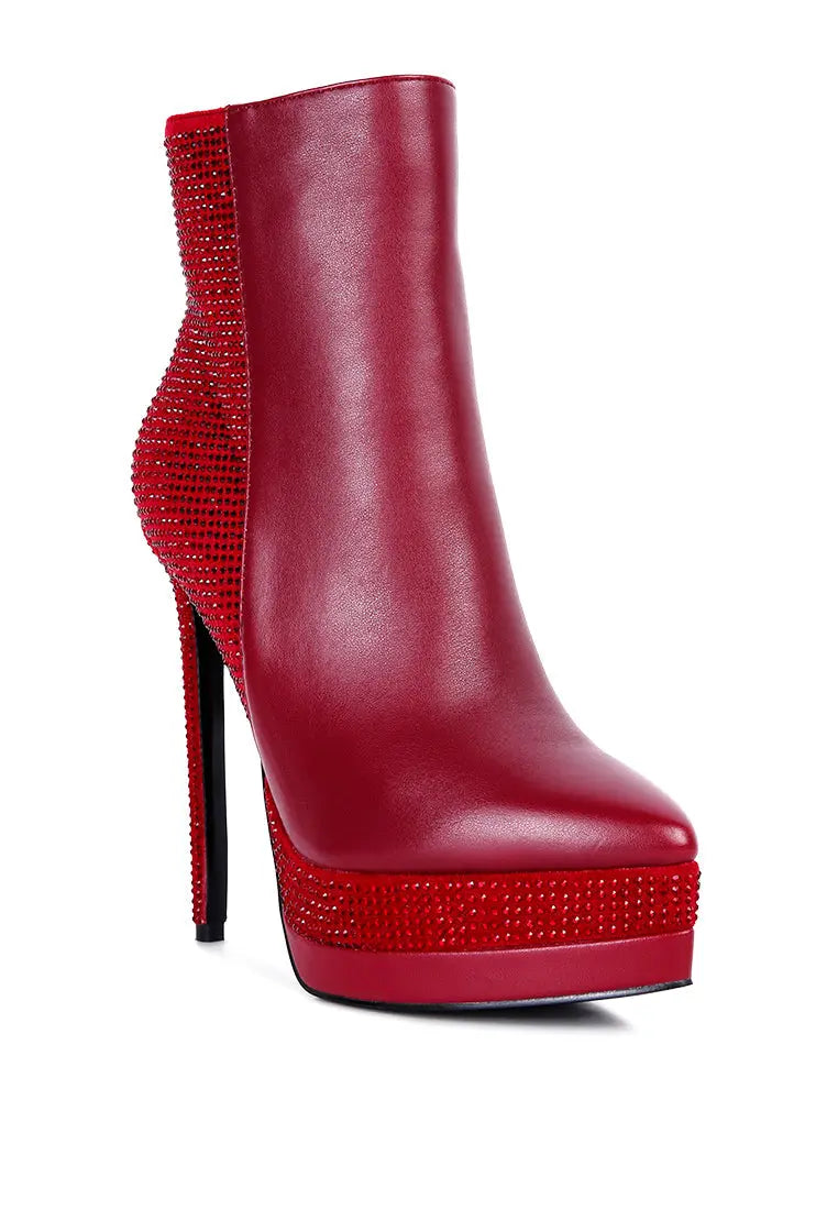 Encanto High Heeled Ankle Boots Ruby Smudge