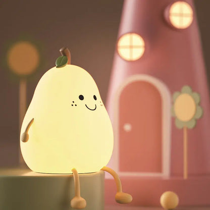 Creative Colorful Pear Duck Pear Night Light Pear Night Light Couple Gift Silicone Cute Night Light Sleeping Night Light eprolo