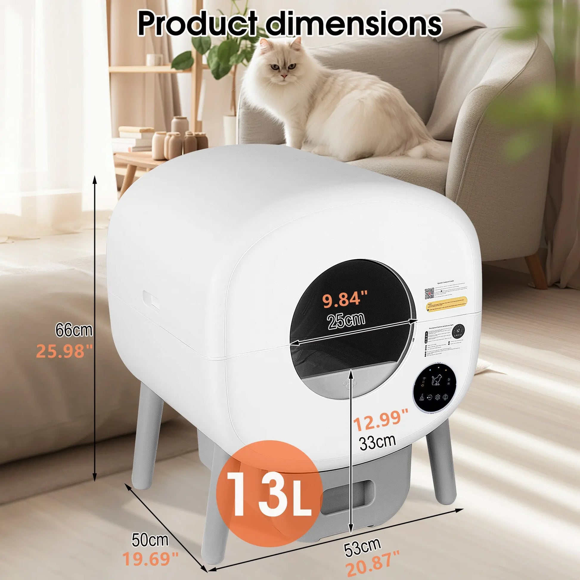 Automatic Smart Cat Litter Box, Large Capacity Self-Cleaning Litter Box with Infrared/Gravity/Ambient Light Function(Model B) eprolo