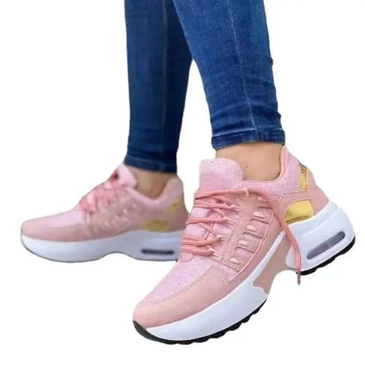 Women's flying woven slope heel round toe lace up mesh breathable women's shoes eprolo