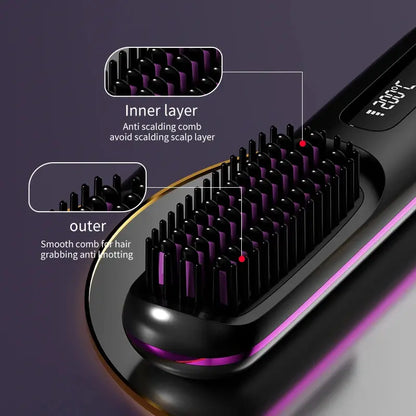 Home Travel Wireless Straightener, Digital Adjustable Styling Tool, Women's Straight Hair Comb, Safe And Easy To Use eprolo