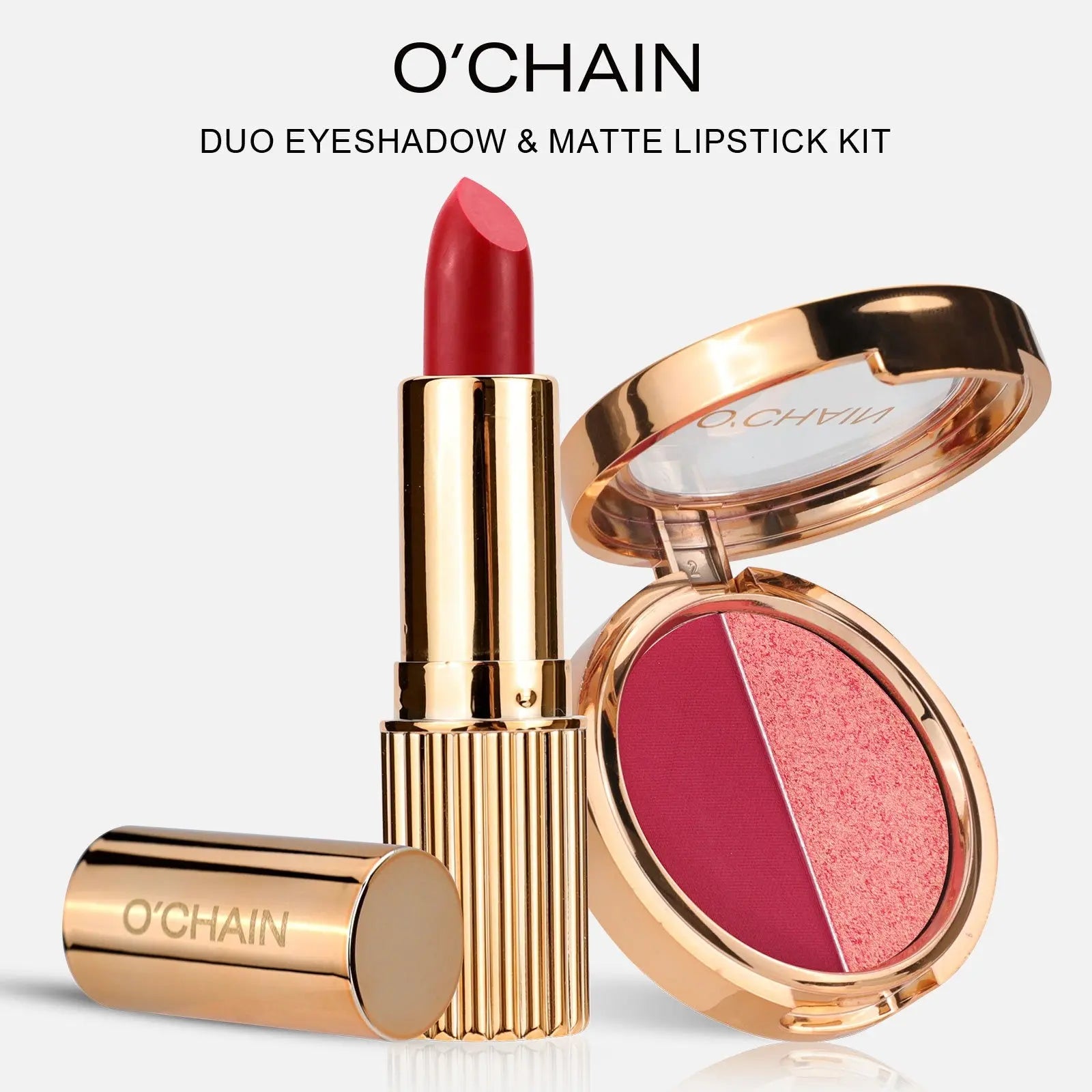 O'CHAIN Pearlescent two-color eyeshadow Matte lipstick does not fade and does not stick to the cup powdery delicate eyeshadow palette eprolo