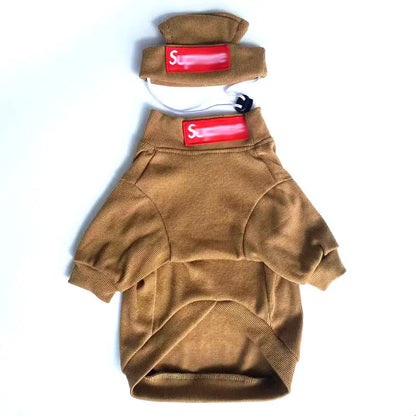 Pet Clothing Trendy Brand Street Dog Clothes Fighting Teddy Schnauzer Bottom Coat Hat Set eprolo