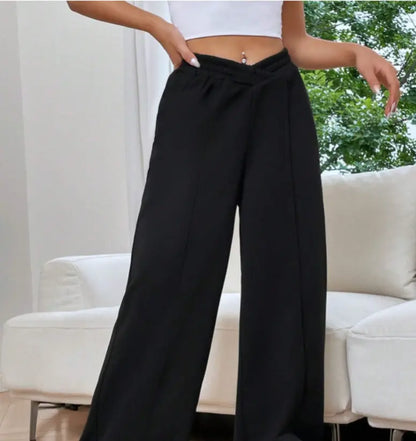 Women's loose casual pants comfortable home pants solid color casual wide leg sports pants eprolo