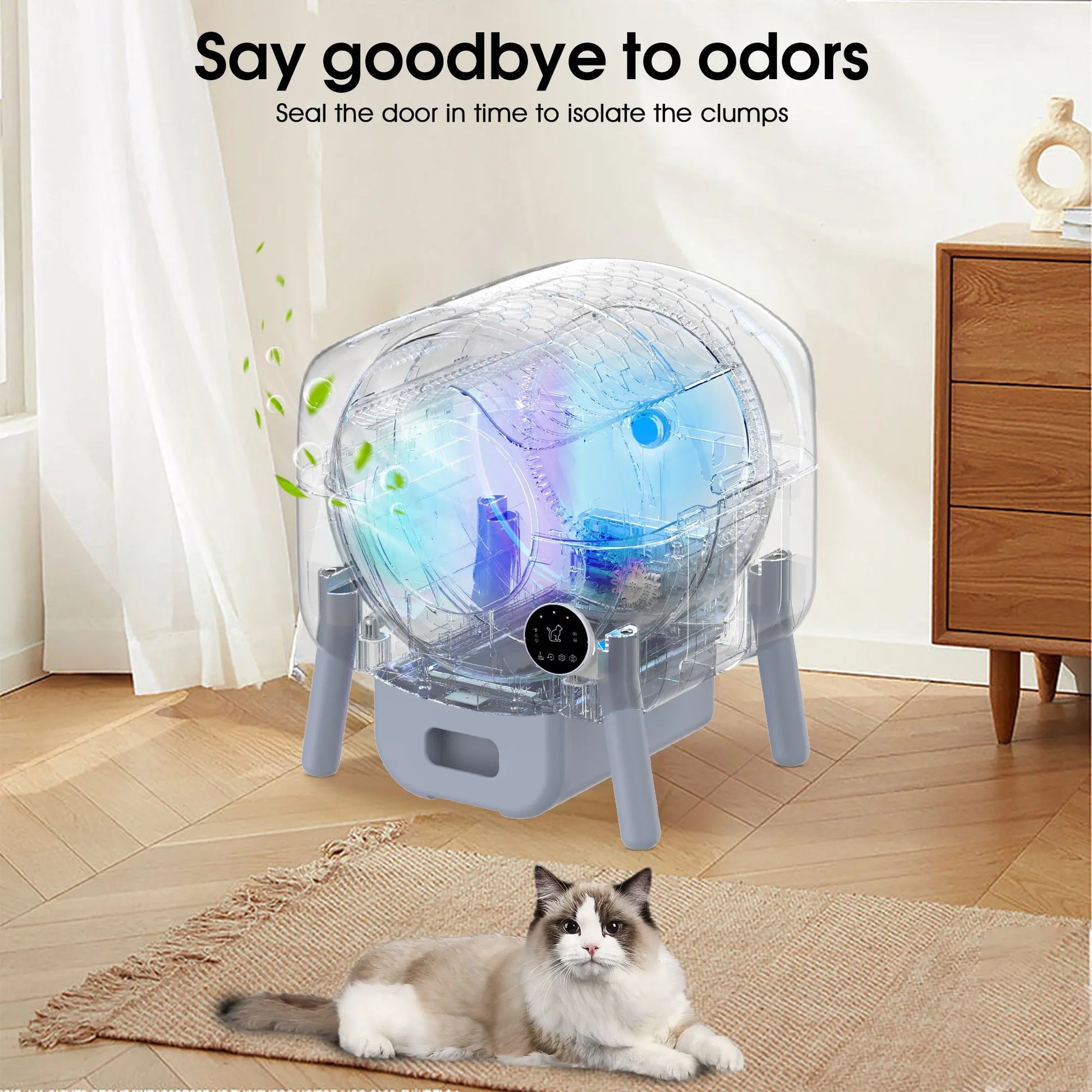 Automatic Smart Cat Litter Box, Large Capacity Self-Cleaning Litter Box with Infrared/Gravity/Ambient Light Function(Model B) eprolo