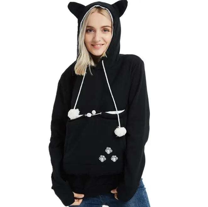 Pet Pouch Sweatshirt Cat Lovers Hoodie Kangaroo Dog Paw Pullovers Pocket Animal Ear Hooded eprolo