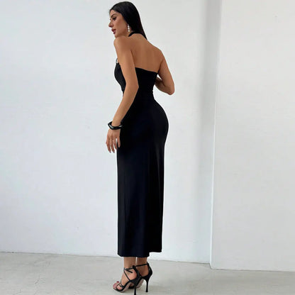 European and American French slim fit backless sleeveless long dress for women eprolo