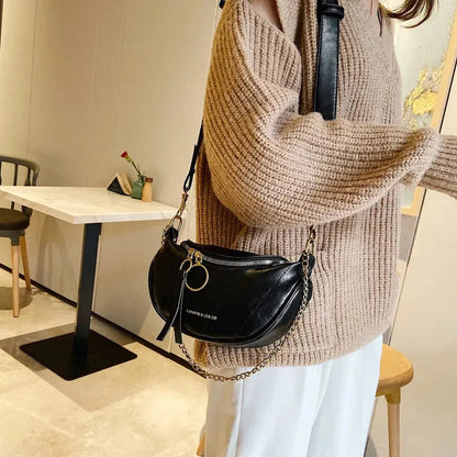 Fashion Double Zipper Bags Leather Shoulder Bags Crossbody Bag Chest Bags eprolo