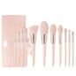 11Pcs Pink Makeup Brush Set Eye Shadow Blending Eyeliner Eyelash Maroon Asteria