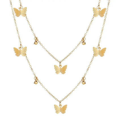 2 Piece Butterfly Drop Necklace 18K Gold Plated Necklace in 18K Gold P Pear Iphigenia