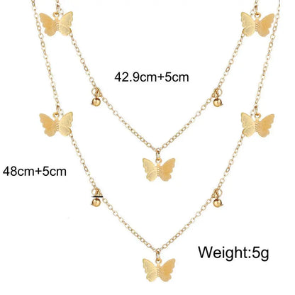 2 Piece Butterfly Drop Necklace 18K Gold Plated Necklace in 18K Gold P Pear Iphigenia