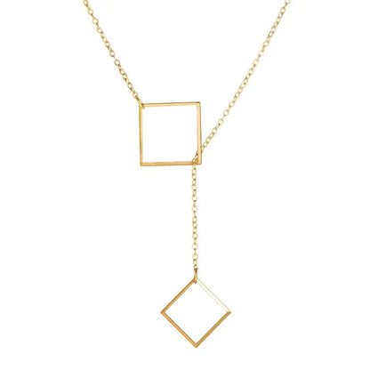 Geometric Sqaure Necklace 18K Gold Plated Necklace ITALY Design Pear Iphigenia