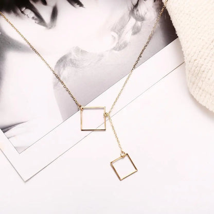 Geometric Sqaure Necklace 18K Gold Plated Necklace ITALY Design Pear Iphigenia