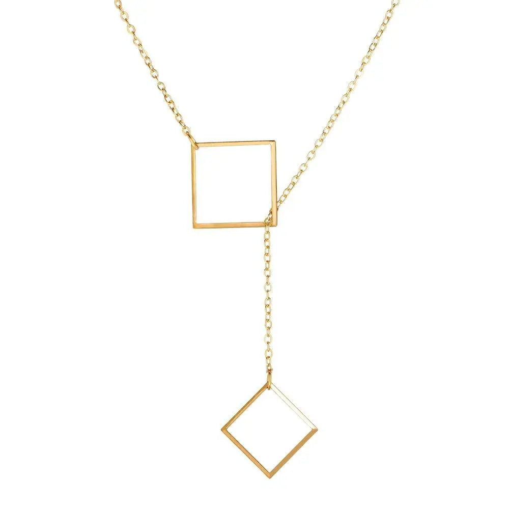 Geometric Sqaure Necklace 18K Gold Plated Necklace ITALY Design Pear Iphigenia