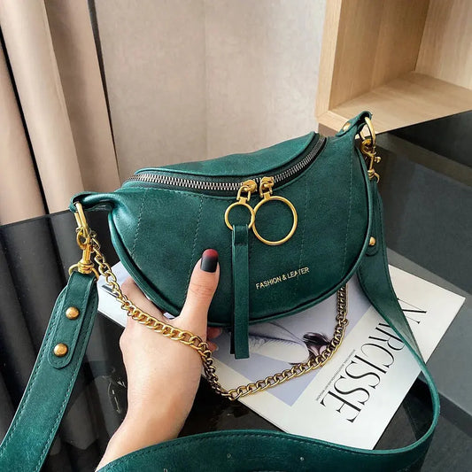 Fashion Double Zipper Bags Leather Shoulder Bags Crossbody Bag Chest Bags eprolo