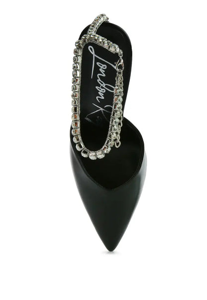 Joyce Diamante Embellished Stiletto Mule Sandals Ruby Smudge