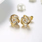 18K Gold Plated Mesh Knot Stud Earrings Made with Austrian Elements - Pear Iphigenia