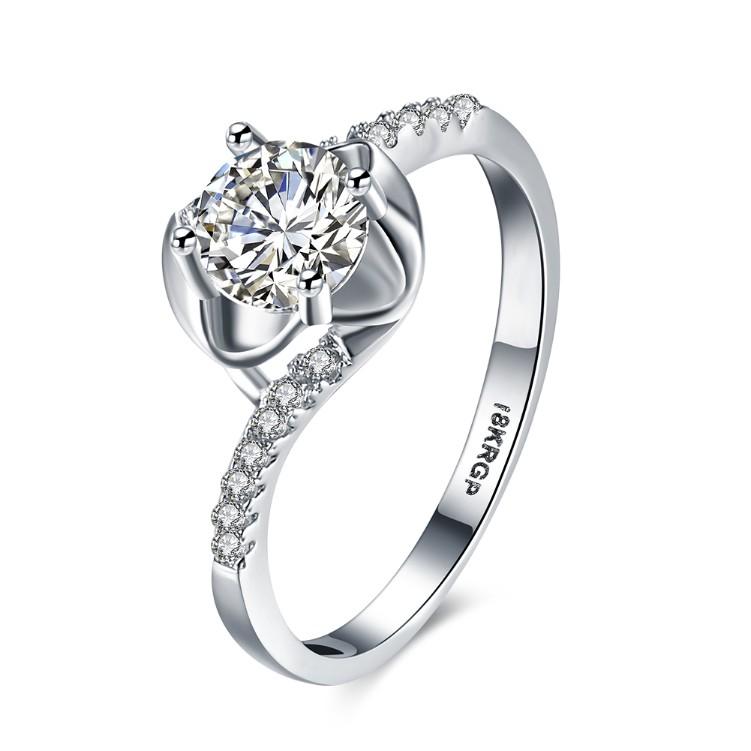 1.00 CTTW Engagement Cut Floral White Crystal Pav'e Ring ITALY Design - My Store Jewelry & Watches 