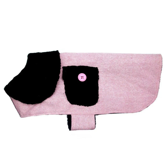 PA Pink Herringbone Dog Coat Salmon Oscar