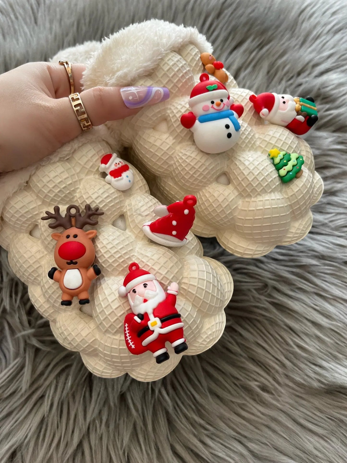 Funny DIY Bubble Slippers Furry House Slides for Chirstmas Coffee Jasper