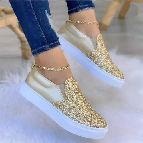 Moccasins Crystal Flat Female Loafers Shoes Gold/Black/Rose Gold Red Iphigenia