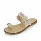 Flat Toe Casual Womens Slippers Pineapple Pearl Beach Slides Coffee Jasper