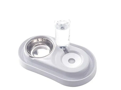 Stainless Steel Pet Bowls with Automatic Water Bottle Tan Cress