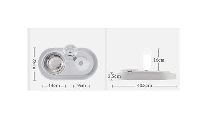 Stainless Steel Pet Bowls with Automatic Water Bottle Tan Cress