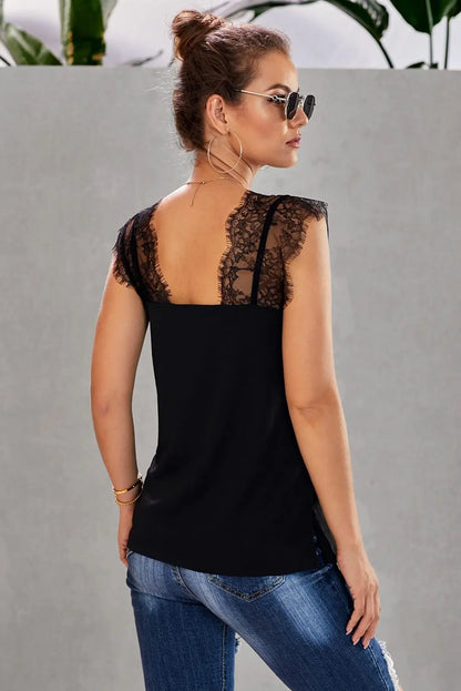 Spaghetti Strap Black One More Night Lace Cami Tank Teal Demeter