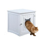 Cat House Side Table, Nightstand Pet House, Litter Box Enclosure Turquoise Cronus